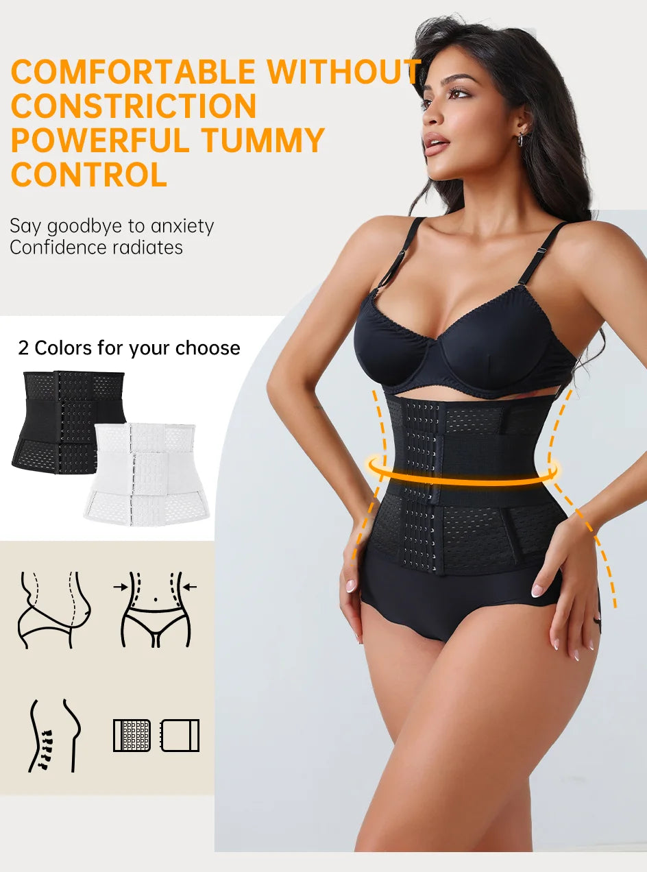 Women’s Adjustable Waist Trainer Corset Double Belt Tummy Control Workout Shapewear