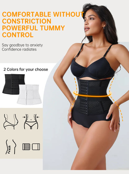Women’s Adjustable Waist Trainer Corset Double Belt Tummy Control Workout Shapewear