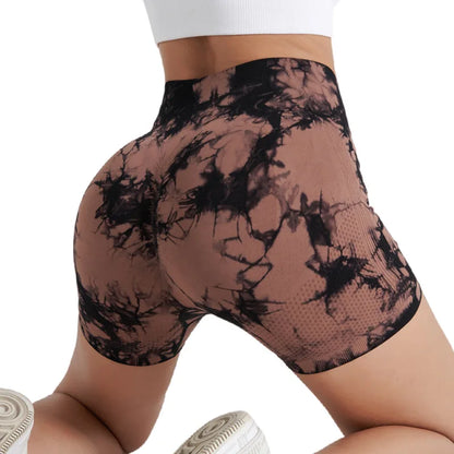 Women’s High Waisted Yoga Shorts – Seamless Tie Dye Workout Shorts for Gym, Running, Cycling & Fitness