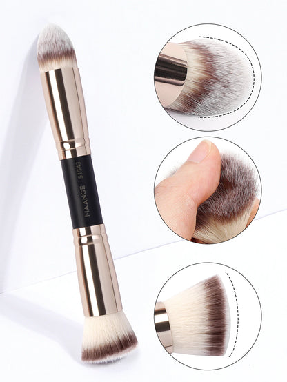 MAANGE 4-Piece Makeup Brush Set with Case – Dual-Ended Foundation, Powder & Eyeshadow Brushes