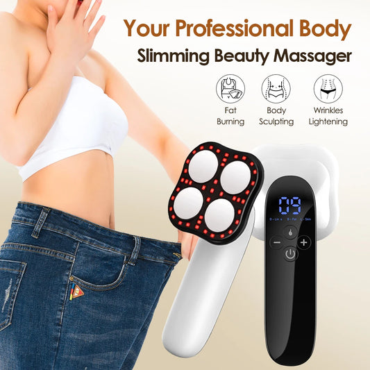 Cordless Body Sculpting Massager – RF, Red Light & Vibration – Rechargeable Skin Firming & Toning Device for Waist, Arms, Legs