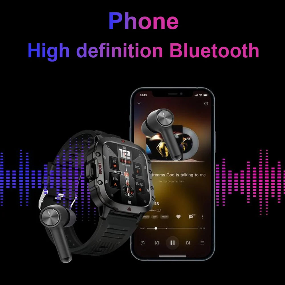 KESHUYOU 2.01” Smart Watch with LED Flashlight | Bluetooth Calling | Fitness & Activity Tracker | Life Waterproof | Android & iOS