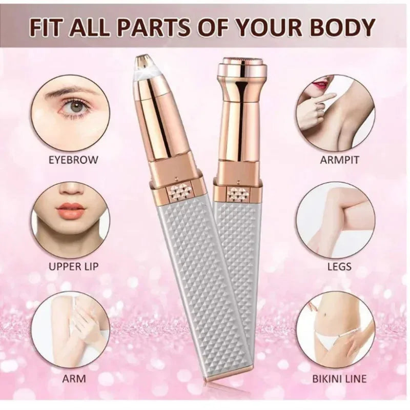 1PC Rechargeable 2-in-1 Eyebrow Razor & Facial Hair Shaver with LED Light – Painless Peach Fuzz, Eyebrow, Lip & Facial Hair Removerver Electric Eyebrow Shaver Women's Hair Remover