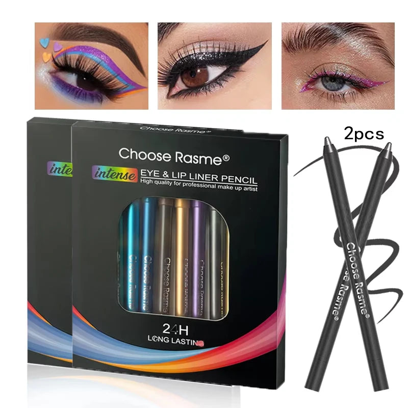 12-Color Glitter & Shimmer Eyeliner Pencil Set – Creamy Long-Wear Eye Makeup Sticks