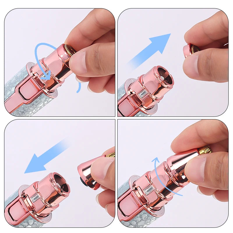 2-in-1 Rechargeable Facial Hair Remover & Eyebrow Trimmer with LED Light – USB Electric Razor for Face & Lips