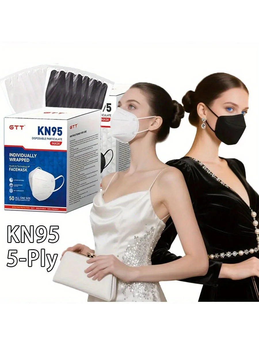 KN95 Face Masks 5-Layer Protective Masks Individually Wrapped Breathable Foldable