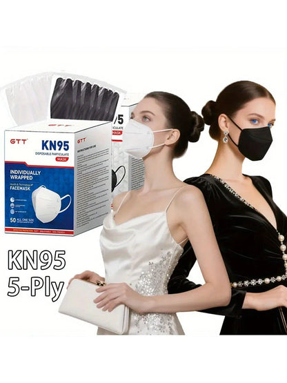KN95 Face Masks 5-Layer Protective Masks Individually Wrapped Breathable Foldable