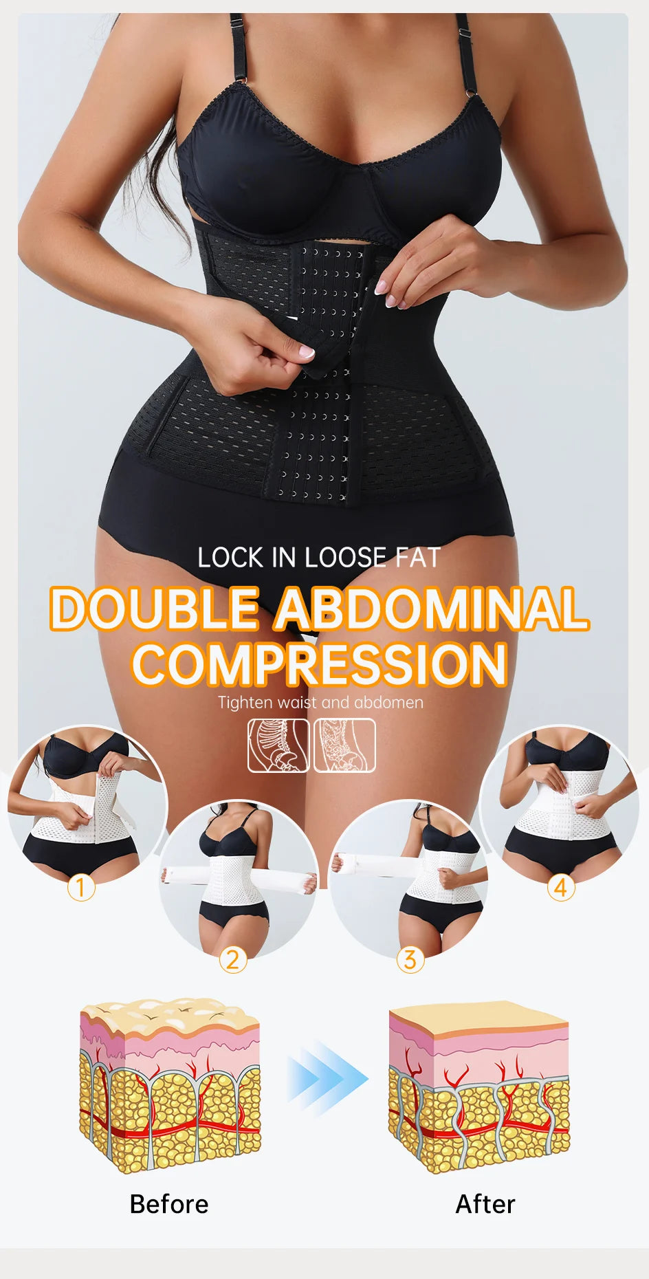 Women’s Adjustable Waist Trainer Corset Double Belt Tummy Control Workout Shapewear