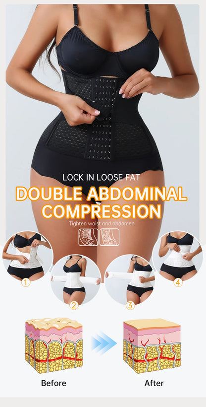 Women’s Adjustable Waist Trainer Corset Double Belt Tummy Control Workout Shapewear