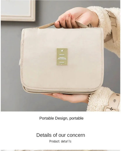 High-Quality Travel Makeup Bag – Waterproof Toiletry Organizer with Hook | Lightweight Cosmetic Storage Pouch for Women