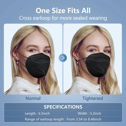 KN95 Face Masks 5-Layer Protective Masks Individually Wrapped Breathable Foldable