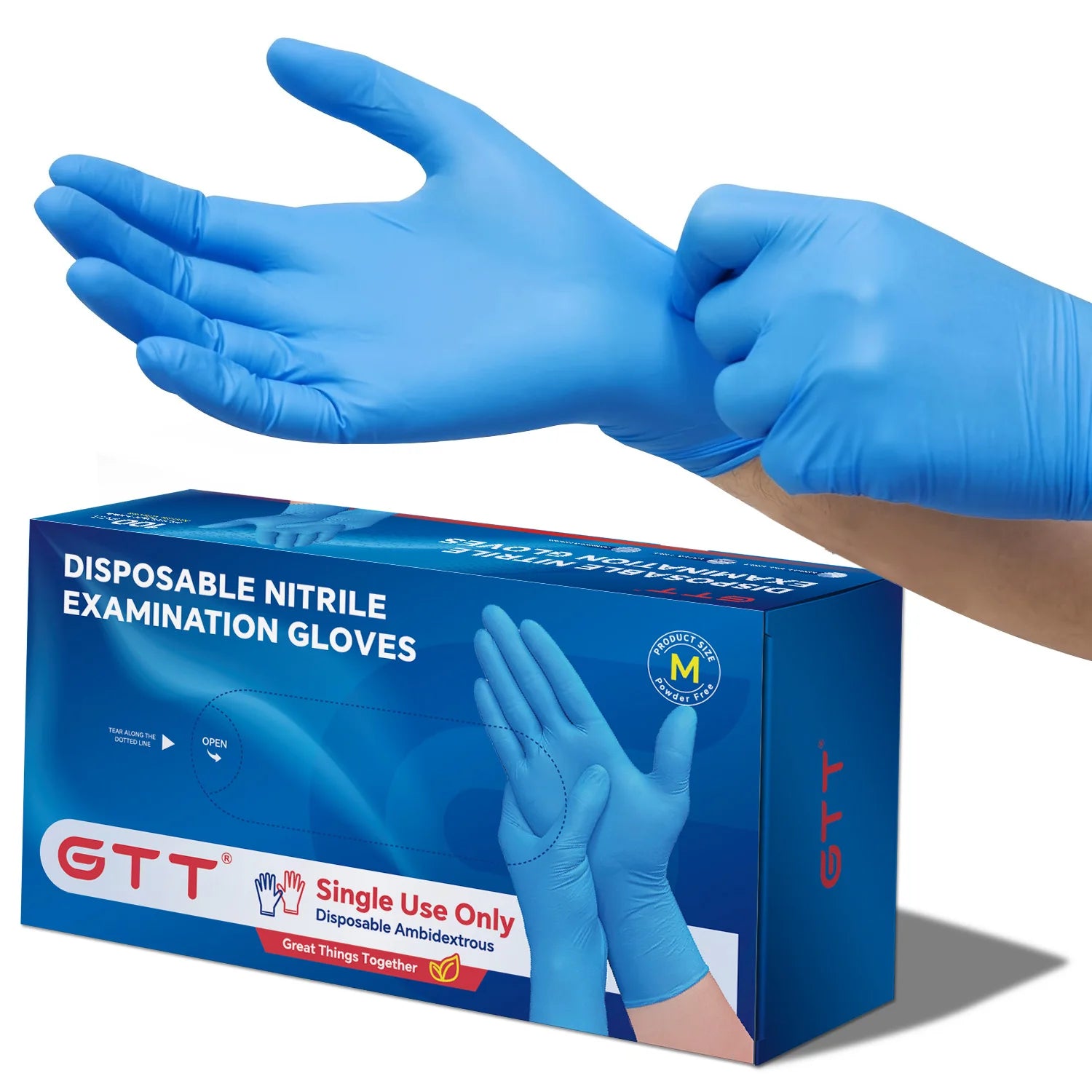 GTT Nitrile Disposable Gloves 5.5 Mil Powder Free Latex Free Purple S-XL