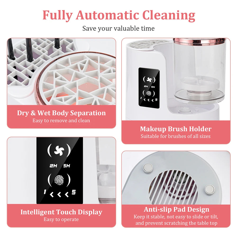 Automatic Makeup Brush Cleaner & Dryer – Electric Cosmetic Brush Washing Machine, Air Drying Stand