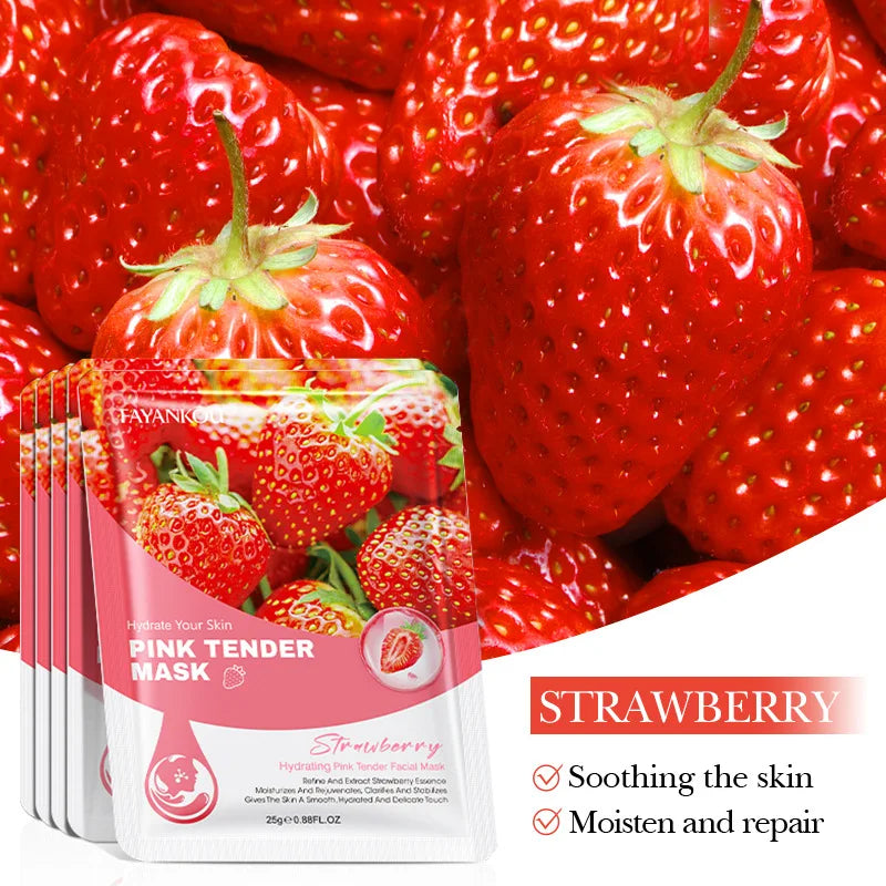 10 Pcs Fruit Facial Masks – Moisturizing, Brightening & Firming Korean Skincare Sheet Masks for Hydrating Face Care