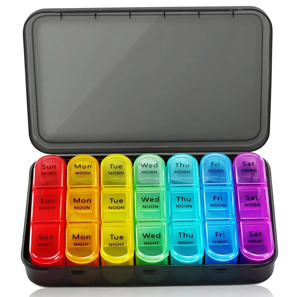 Weekly Pill Organizer 7 Day, 3 Times a Day | Large Travel Pill Box with 21 Compartments for Vitamins & Supplements