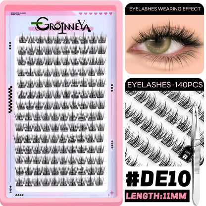 GROINNEYA DIY Lash Clusters – Natural & Manga Styles | Soft Lightweight Synthetic Lashes | Customizable False Eyelash Extensions Kit