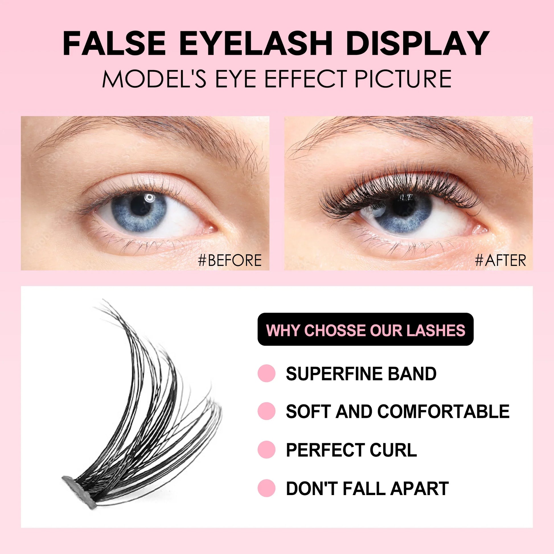 DIY Lash Extension Kit 200PCS Cluster Lashes 8-14mm with Bond & Seal Tweezers Synthetic Eyelashes Set