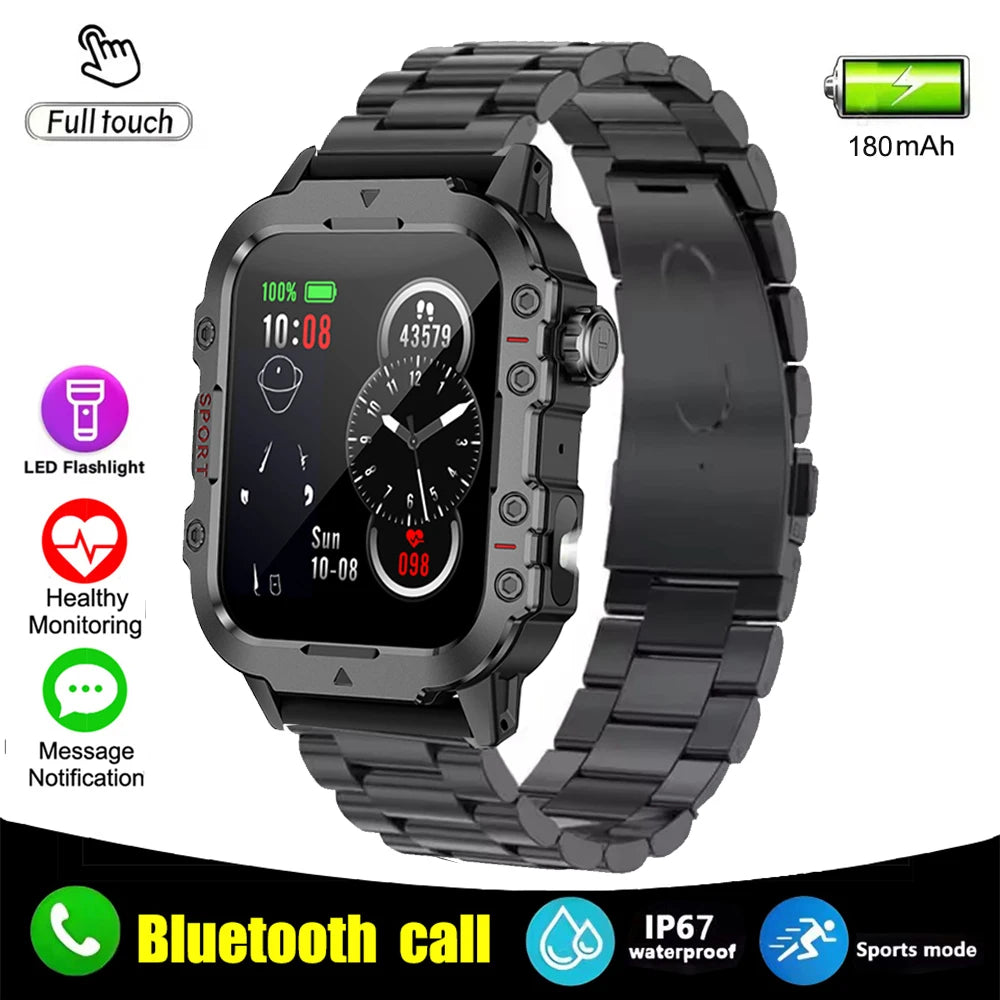 Men’s Military-Style Smart Watch | Bluetooth Call | Fitness & Activity Tracker | 1.44” Touch Screen | 3ATM Life Waterproof | Android & iOS