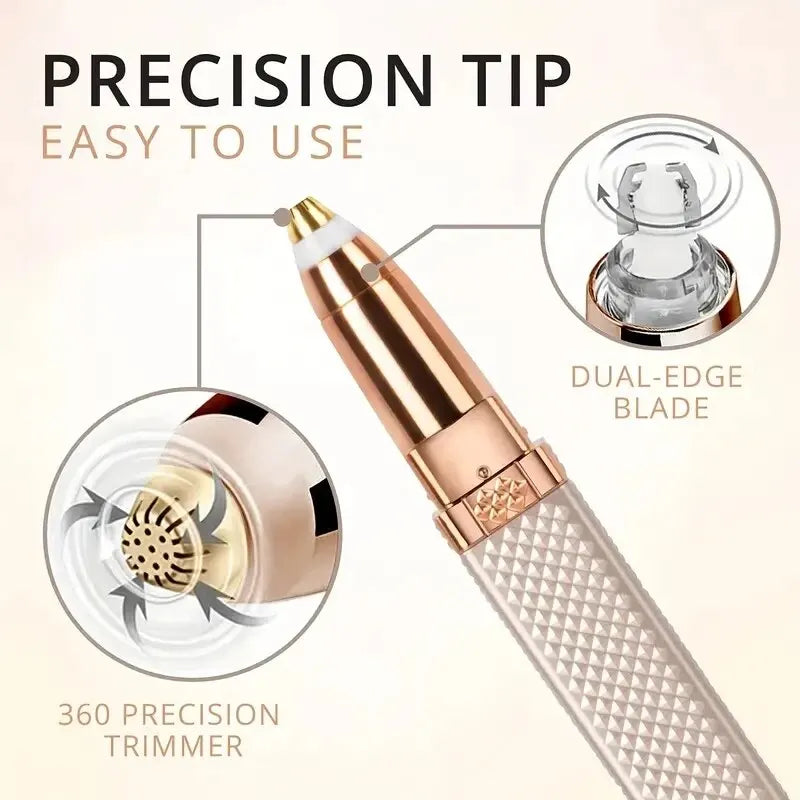 1PC Rechargeable 2-in-1 Eyebrow Razor & Facial Hair Shaver with LED Light – Painless Peach Fuzz, Eyebrow, Lip & Facial Hair Remover