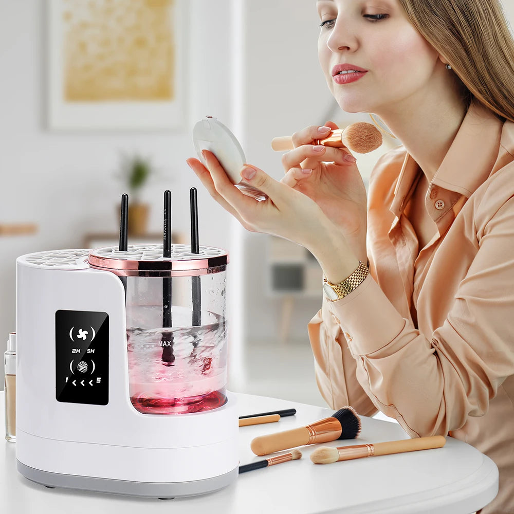 Automatic Makeup Brush Cleaner & Dryer – Electric Cosmetic Brush Washing Machine, Air Drying Stand
