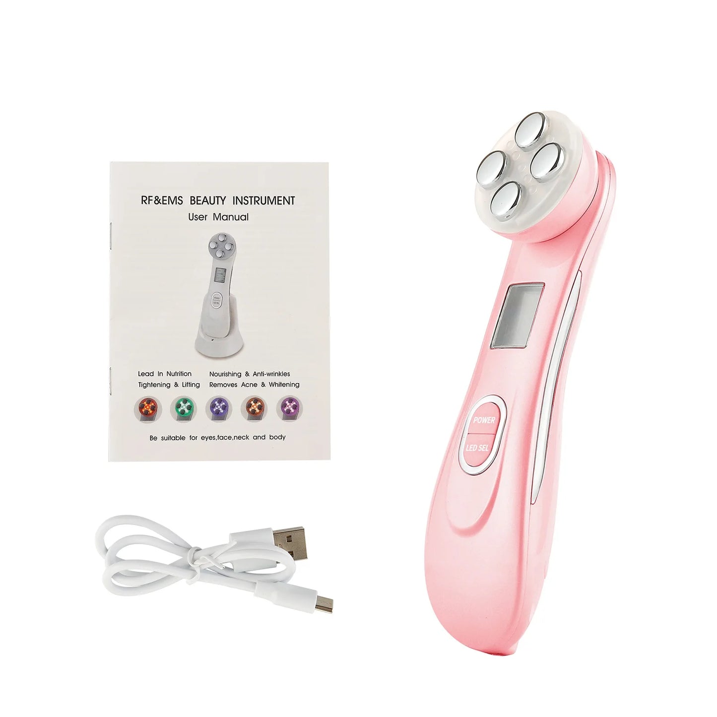 5-in-1 RF EMS LED Photon Beauty Device – Skin Lifting, Anti-Wrinkle & Tightening Facial Massager