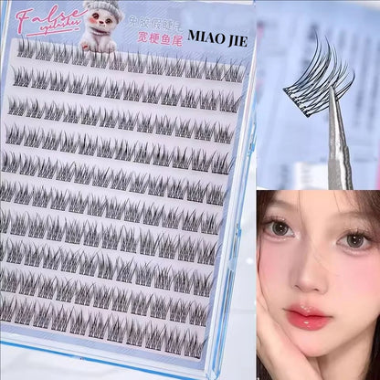 MIAOJIE No-Glue False Eyelashes – Easy 3-Step DIY Natural Look, Lightweight Reusable Lashes for Beginners, Sunflower Design