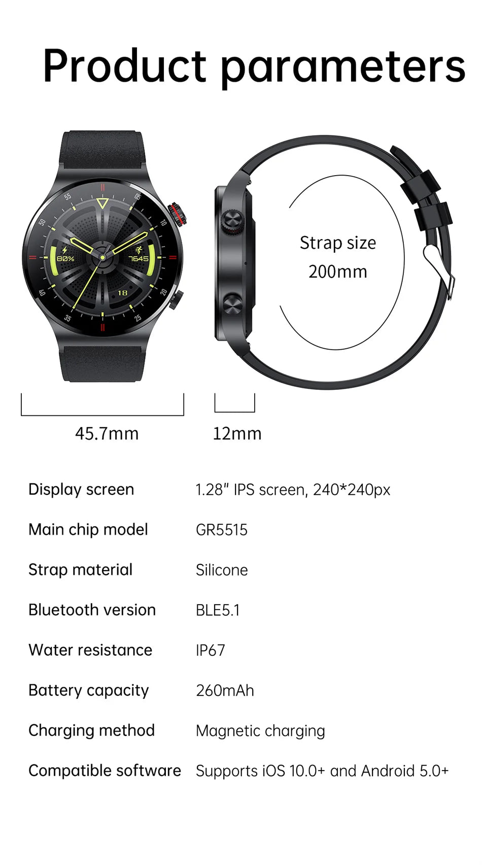 Men’s Bluetooth Call Smart Watch with GPS – AMOLED Full Screen Fitness Tracker for iOS & Android