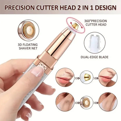 1PC Rechargeable 2-in-1 Eyebrow Razor & Facial Hair Shaver with LED Light – Painless Peach Fuzz, Eyebrow, Lip & Facial Hair Remover