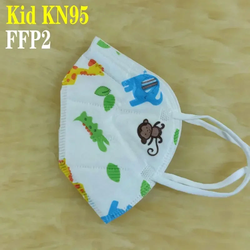 Kids KN95/FFP2 Face Masks – 5-Layer Protective Cartoon Design, Comfortable CE-Certified Disposable Masks for Boys & Girls (Ages 3–15)