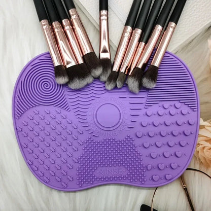 Silicone Makeup Brush Cleaning Mat – Colorful Textured Scrubber Pad for Deep Cleaning Cosmetic Brushes
