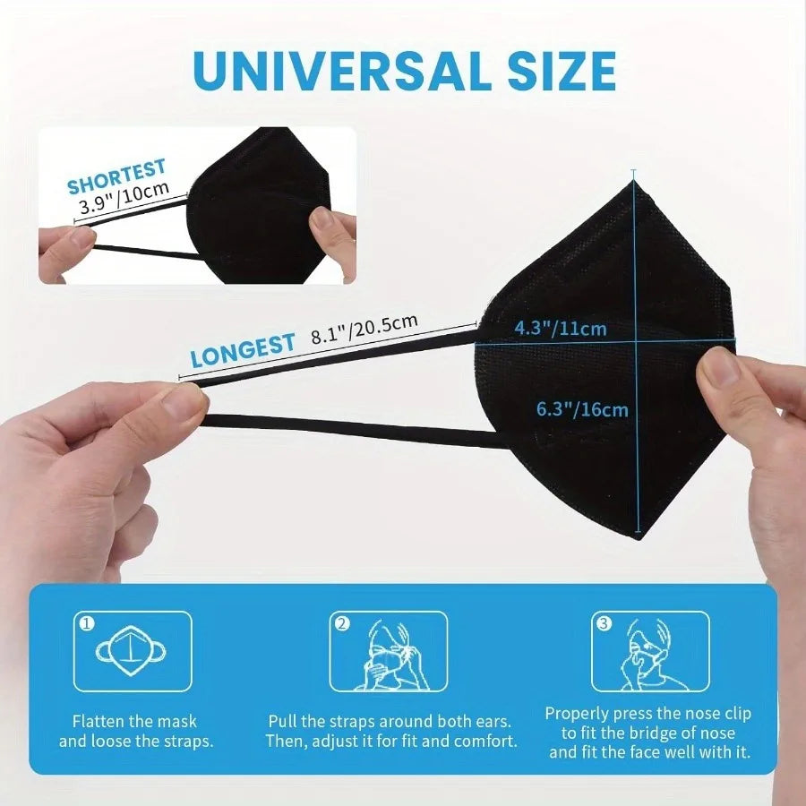 KN95 Face Masks 5-Layer Protective Masks Individually Wrapped Breathable Foldable