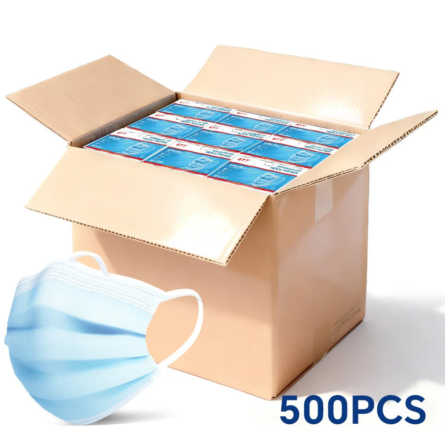 KN95-Style Disposable Face Masks 100–500 PCS Breathable Anti-Dust Earloop Protective Masks Adult