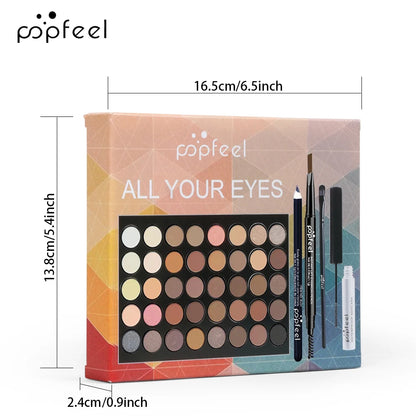POPFEEL Eye Makeup Gift Set – Eyeshadow Palette, Eyeliner, Mascara & Eyebrow Pencil