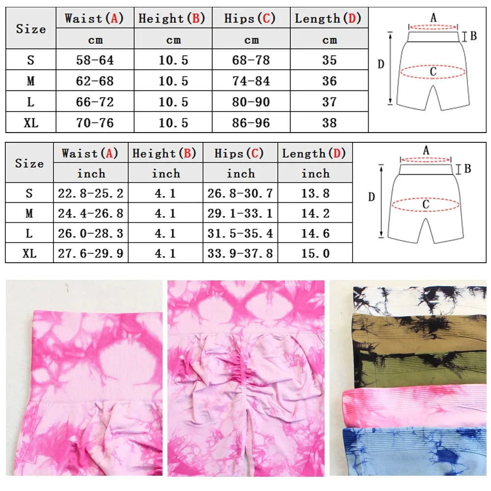 Women’s High Waisted Yoga Shorts – Seamless Tie Dye Workout Shorts for Gym, Running, Cycling & Fitness