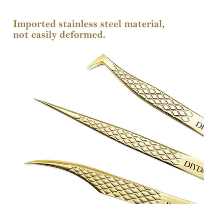 DIYDAY Anti-Slip Eyelash Extension Tweezers – Stainless Steel Fiber Tip Precision Lash Tool