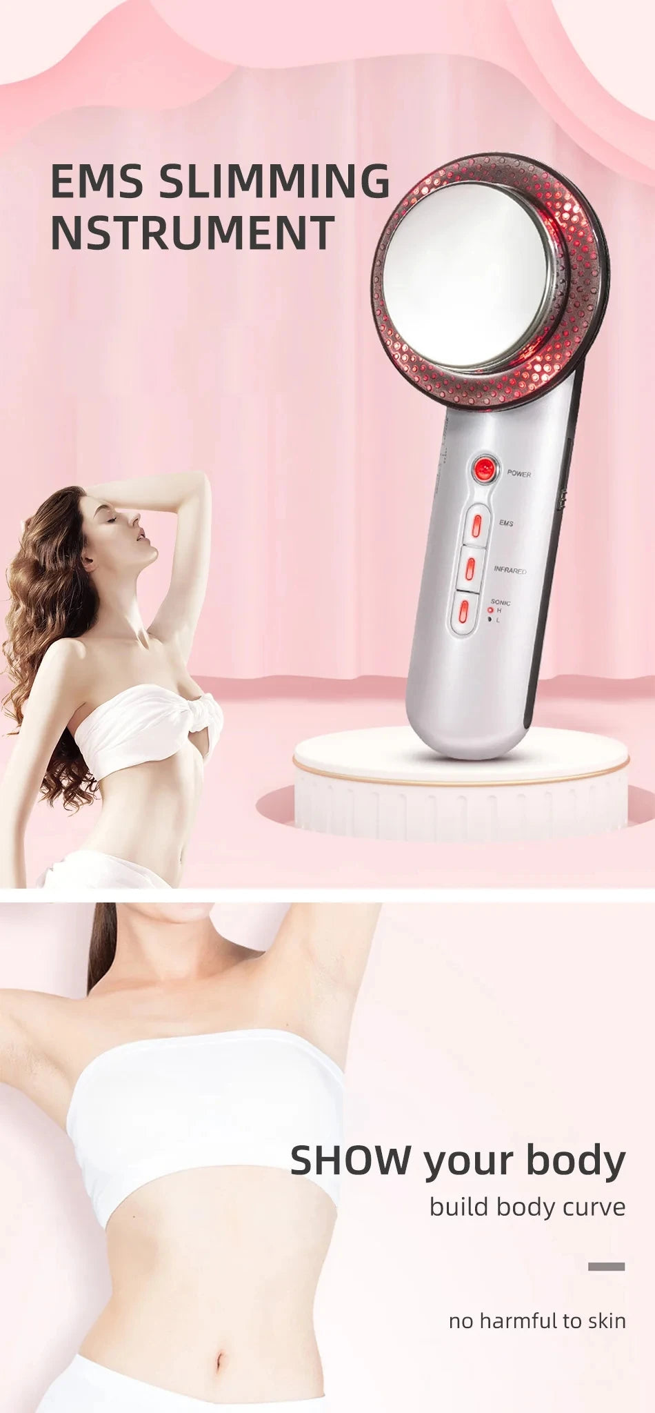 RF & EMS Beauty Massager with LED Light – Skin Firming, Toning & Self-Care Device