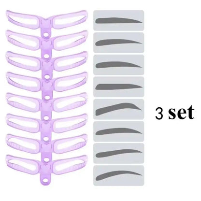 8-in-1 Reusable Eyebrow Stencil Set – Brow Shaping Templates with Handle & Strap, Makeup Tool Kit