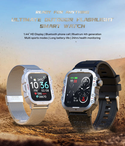 Men’s Military-Style Smart Watch | Bluetooth Call | Fitness & Activity Tracker | 1.44” Touch Screen | 3ATM Life Waterproof | Android & iOS
