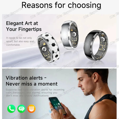 Smart Ring Fitness Tracker Call Alerts Sleep Monitor IP68 Waterproof Ring