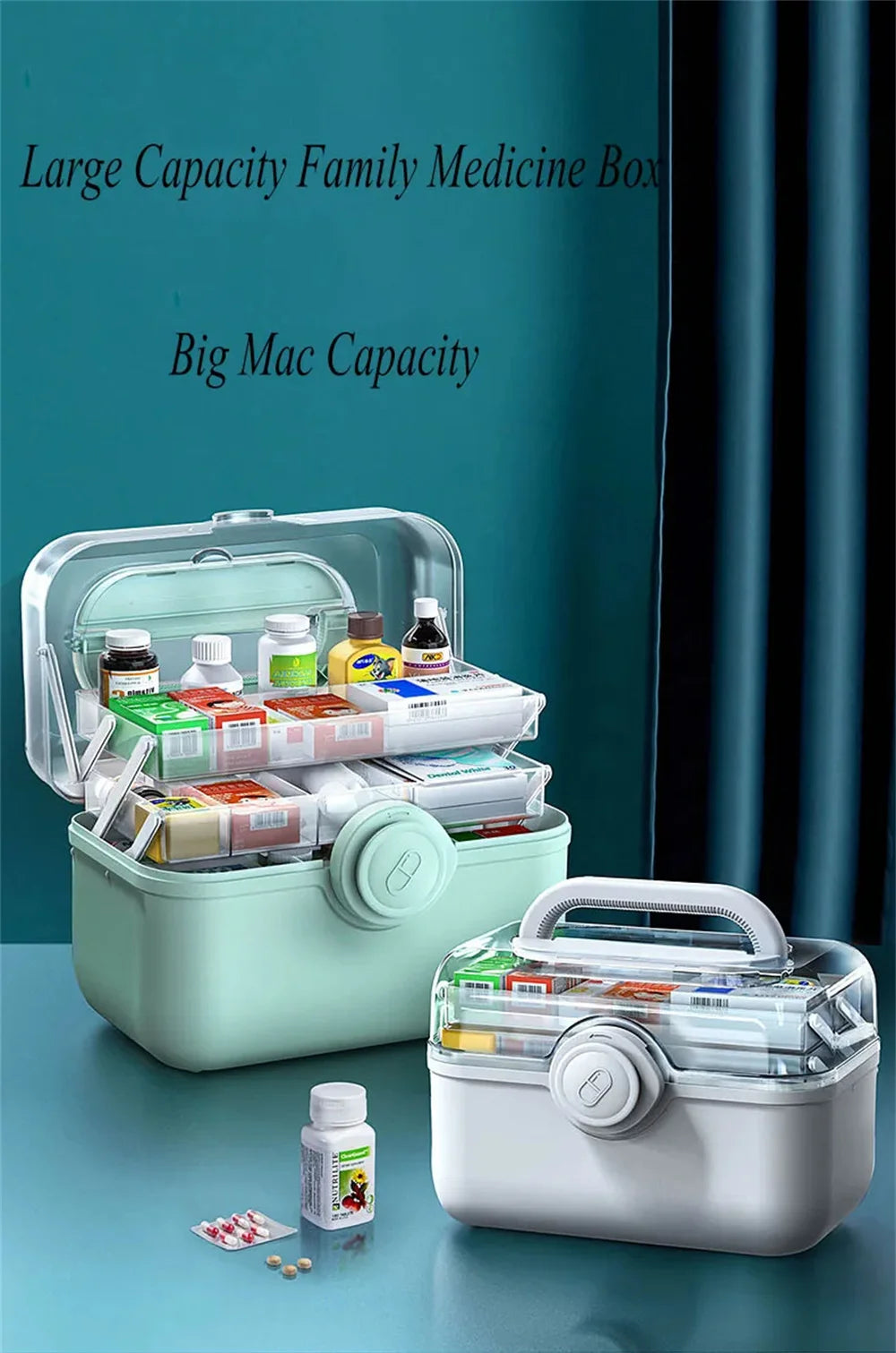 Large Capacity Portable Medicine Storage Box – Multi-Layer First Aid Organizer Case