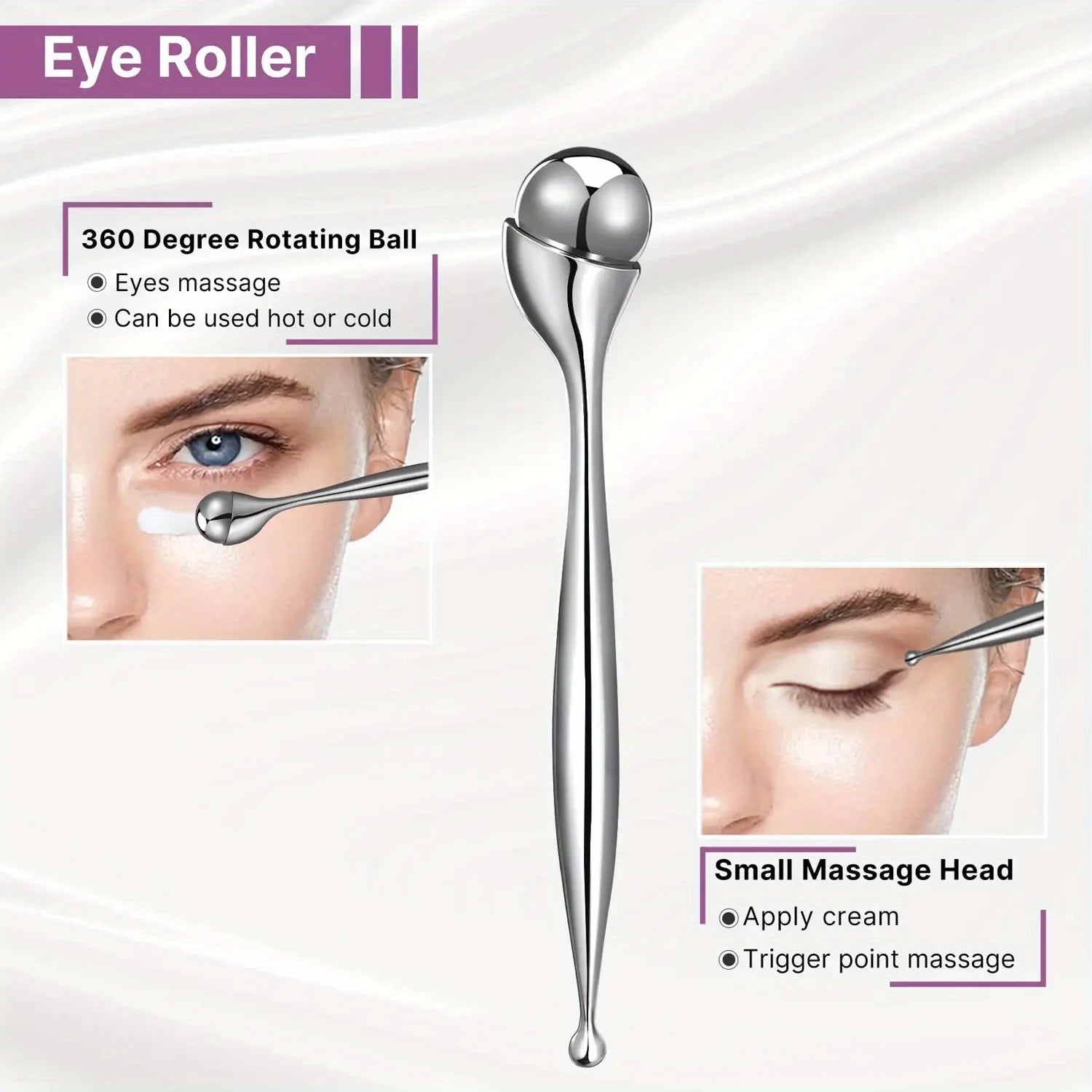 Stainless Steel Face Roller Eye Massager Tool Facial Massage Roller Skincare Tool