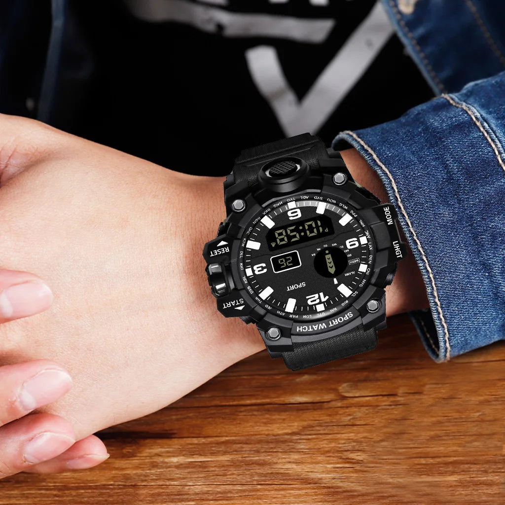 MAYZHISU Men’s Digital Sports Watch | Large Dial | Alarm, Stopwatch & Backlight | 3ATM Water Resistant | Military Style Wristwatch