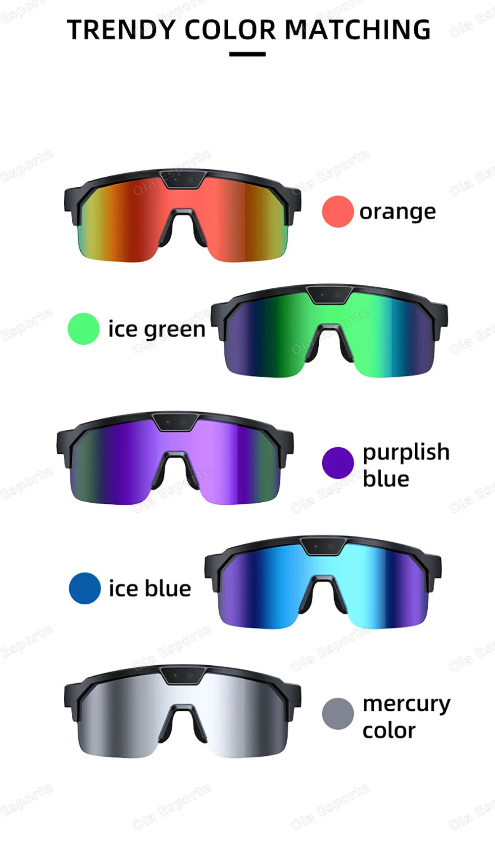 AI Smart Glasses HD Camera Video Recording Bluetooth Calls WiFi Sports Goggles