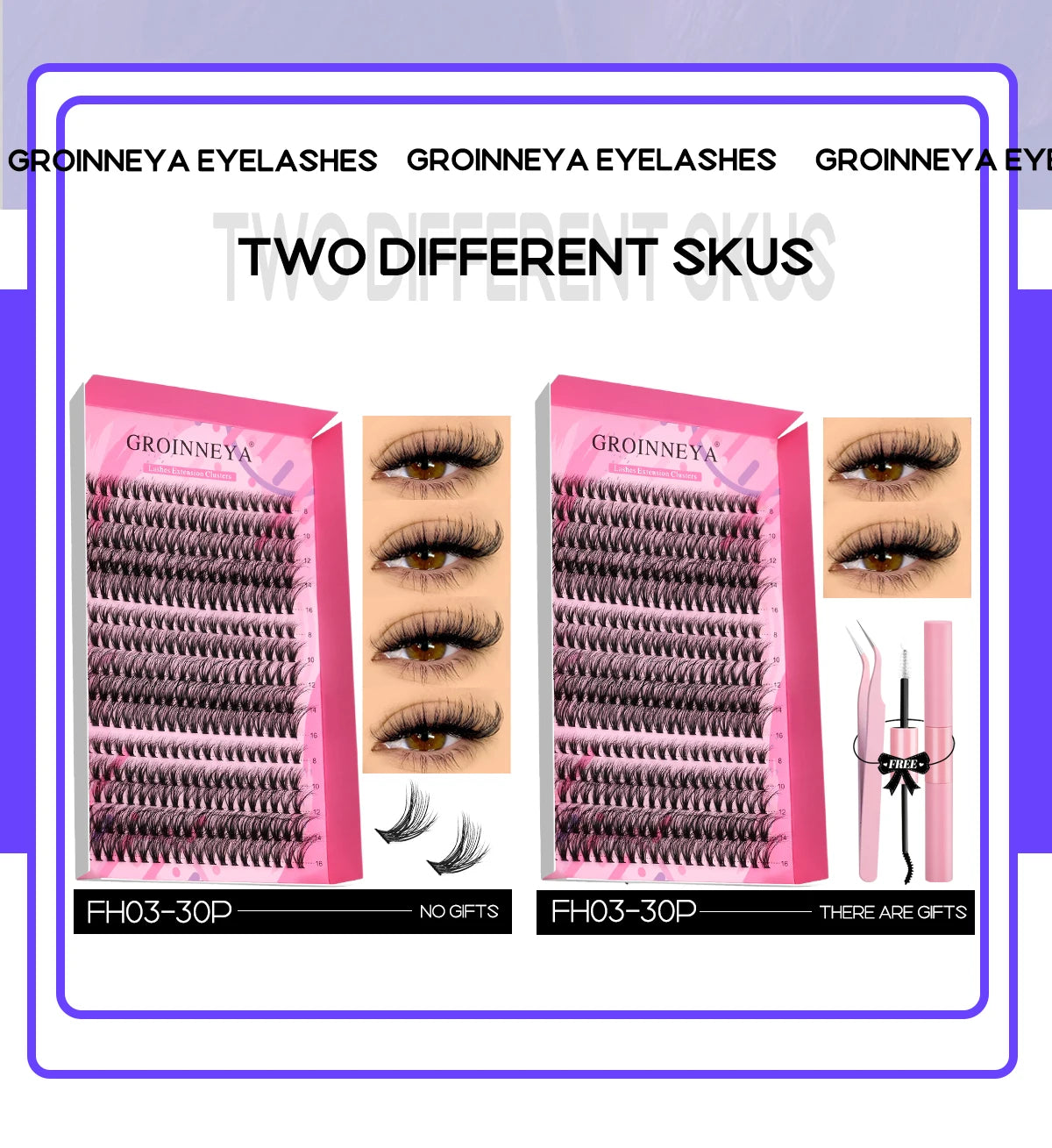 GROINNEYA DIY Lash Extension Kit – Cluster & Individual Lashes with Bond & Seal
