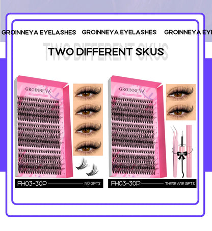GROINNEYA DIY Lash Extension Kit – Cluster & Individual Lashes with Bond & Seal