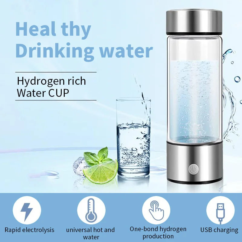 Portable Electric Hydrogen Water Bottle – Titanium Filter, USB Rechargeable, Hydrogen-Rich for Health & Wellness