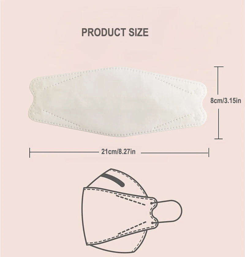 30PCS KN95 / FFP2 Multicolor Face Masks – 3D Fish Design, 3-Layer Disposable Protective Masks, Individually Packaged for Adults