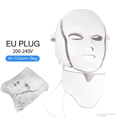 7-Color LED Face & Neck Light Therapy Mask – Electric Facial Skincare Mask with Remote Control