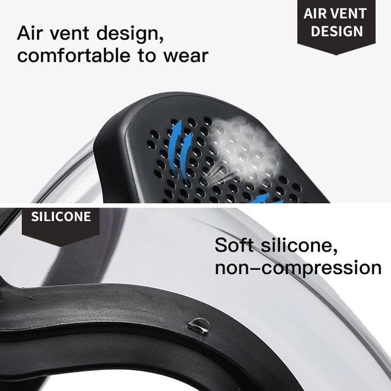 Reusable Work Protection Mask with Transparent Face Shield – Anti-Splash Facial Protector with Silicone Seal & Respiratory Filter for Kitchen, Food Service, and Industrial Use