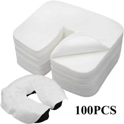 100PCS Disposable Massage Face Cradle Covers Spa Salon Non-Woven Headrest Cushion Sheets